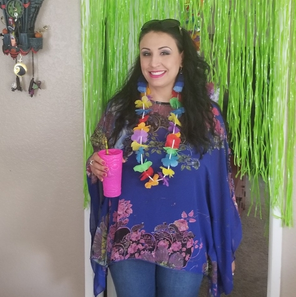 Kimono Sleeve Sheer Top Flowers - Picture 7 of 7